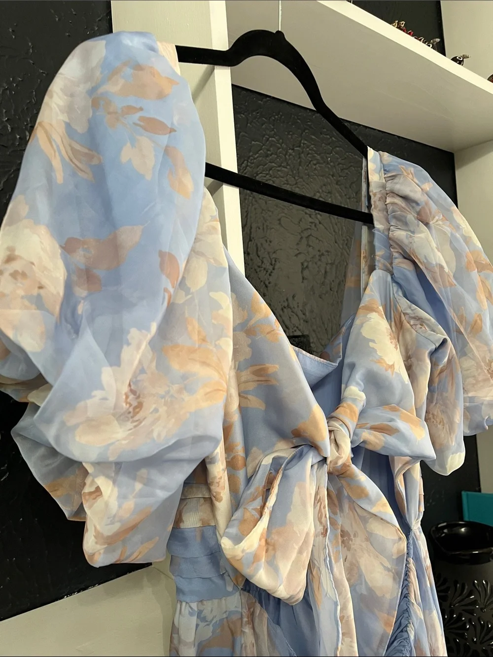 Abercrombie & Fitch Emerson Organza Light Blue Floral Maxi Dress